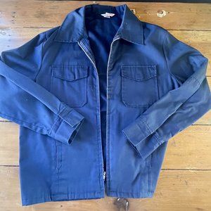 Vintage 1970s Flight Apparel Jacket Navy Blue XL Talon Zip Faded Vtg Workwear